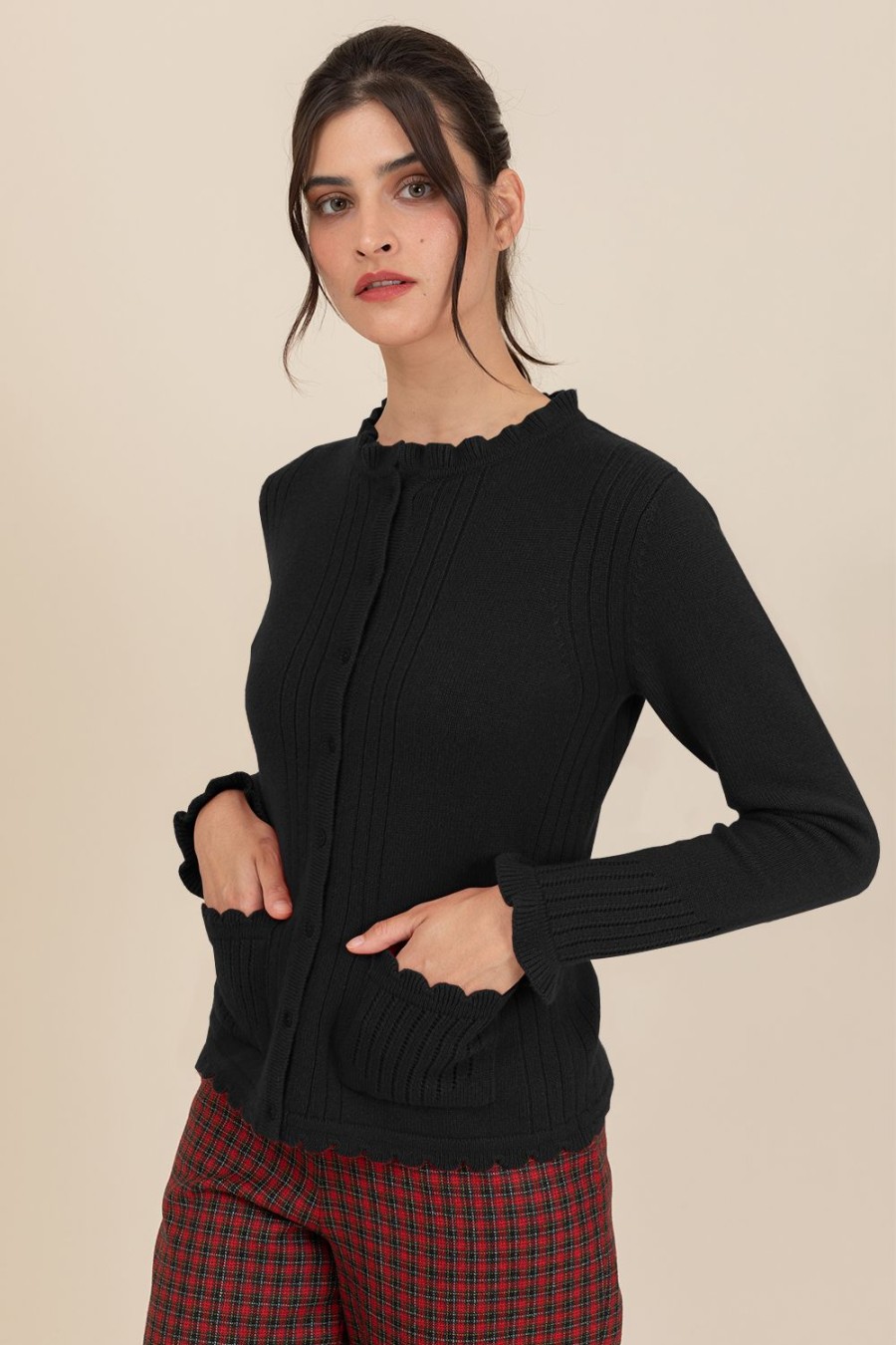 Caroline Charles Julia Cardigan Black | Tops