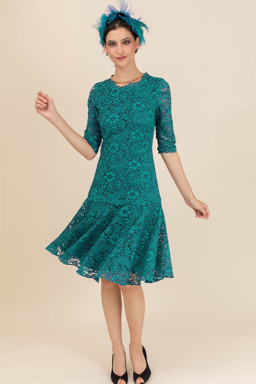 Caroline Charles Carmen Lace Dress Jade | Dresses