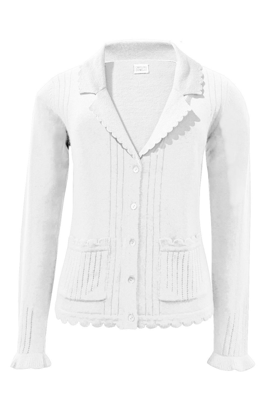 Caroline Charles Scallop Cardigan White | Tops